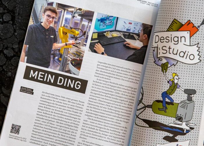 Article about apprentice Jamie Dubs from Werkspuren. 