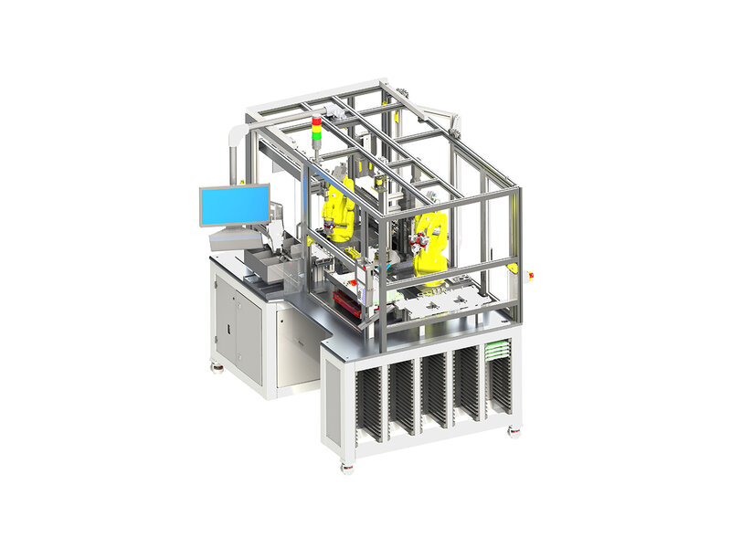 CAD Bild von einer Roboterautomation Lösung mit Industrierobotern von Robotec Solutions AG. 